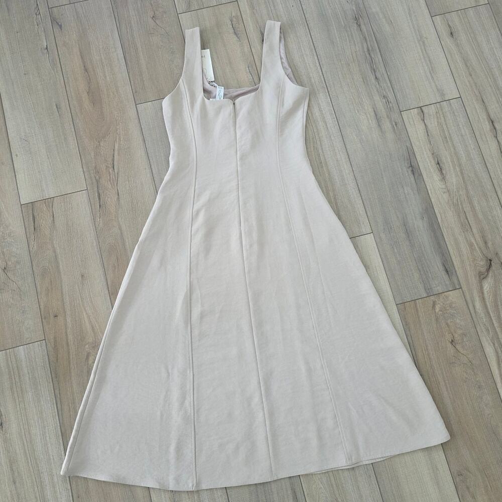 Joie Cream Sleeveless A-Line Square Neck Soft Fit & Flare Midi Dress Women Sz 6 - Picture 2 of 7